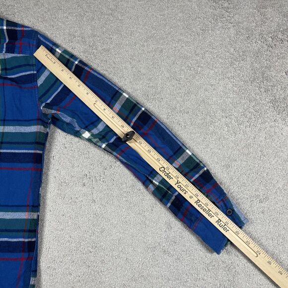 American Eagle Flannel Shirt Mens Small Plaid Pockets Blue Outdoors Casual - Picture 13 of 14